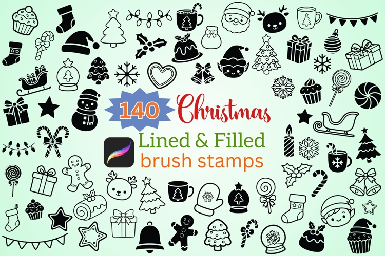 140 Christmas Procreate Brush Set