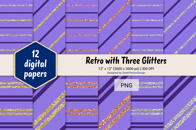 Pinstripes Retro with Three Glitters Color Combo #86 example image 1