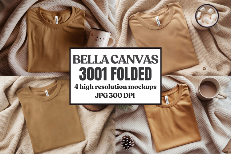 Christmas Bella Canvas 3001 Folded Tshirt Mockup