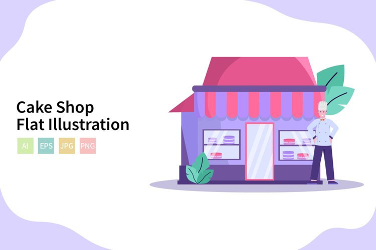 Cake Shop Vector Illustration In Flat Modern Style example image 1