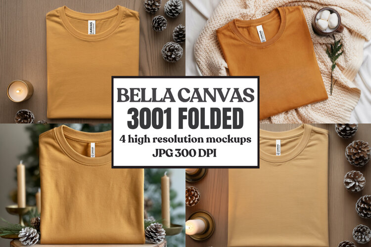 Christmas Bella Canvas 3001 Folded Tshirt Mockup example image 1