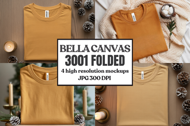 Christmas Bella Canvas 3001 Folded Tshirt Mockup