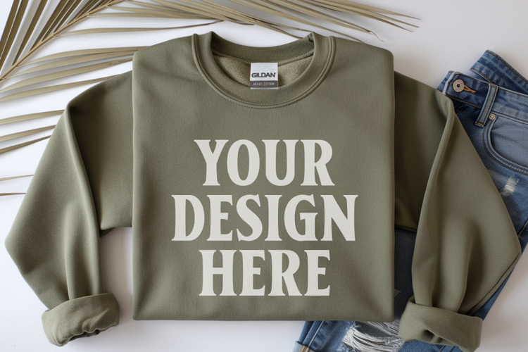 Maroon Gildan 18000 Folded Flat Lay Mockups