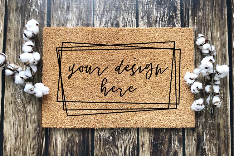 Farmhouse Coir Doormat Mockup Flat lay