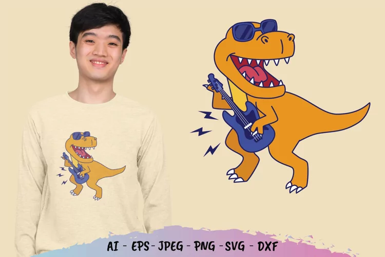 T-Rex Rock and Roll for T-Shirt Design