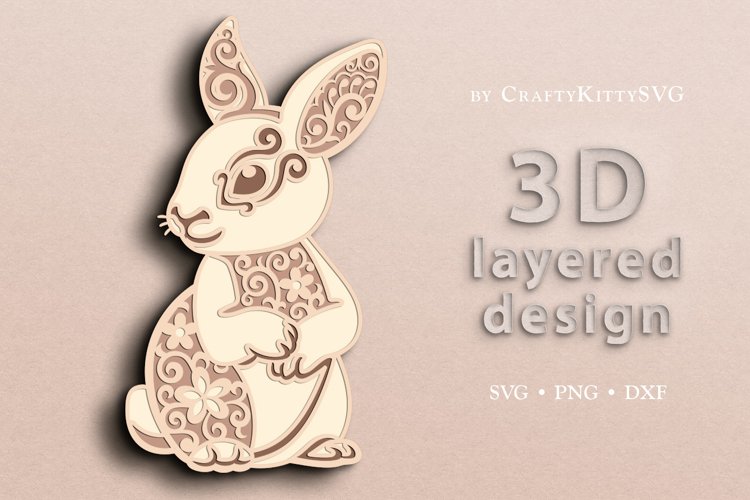 Easter Bunny SVG, 3D Layer Bunny, Paper Layered Bunny Craft