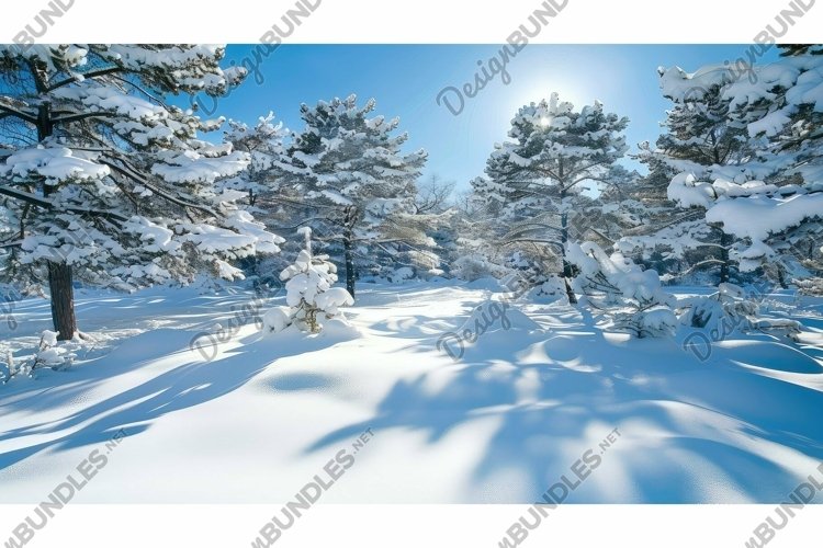 cold sunny snowy trees