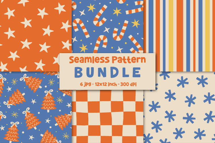 Retro Christmas Patterns Christmas Digital Papers