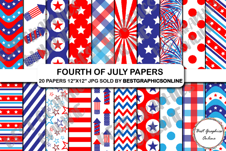 Fourth of July Digital Background Papers Pattern Clipart