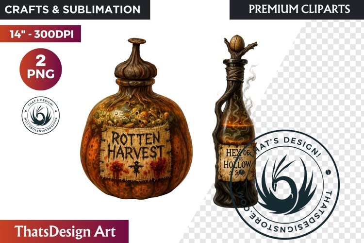 Halloween Hags Potions PNG Clipart spooky gothic bottle
