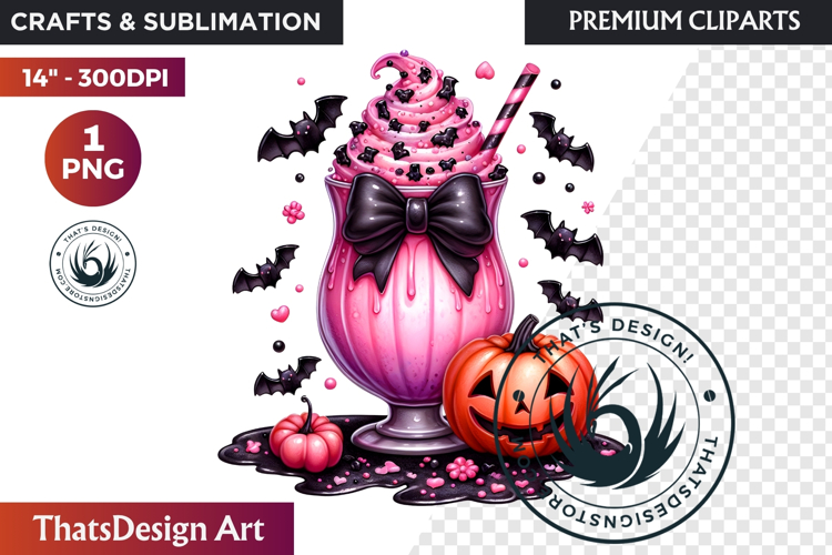 Pastel Goth Halloween Drinks - Kawaii Spooky Clipart PNG