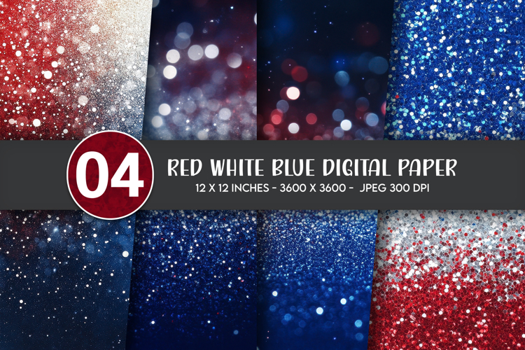 Red White Blue Digital Paper example image 1