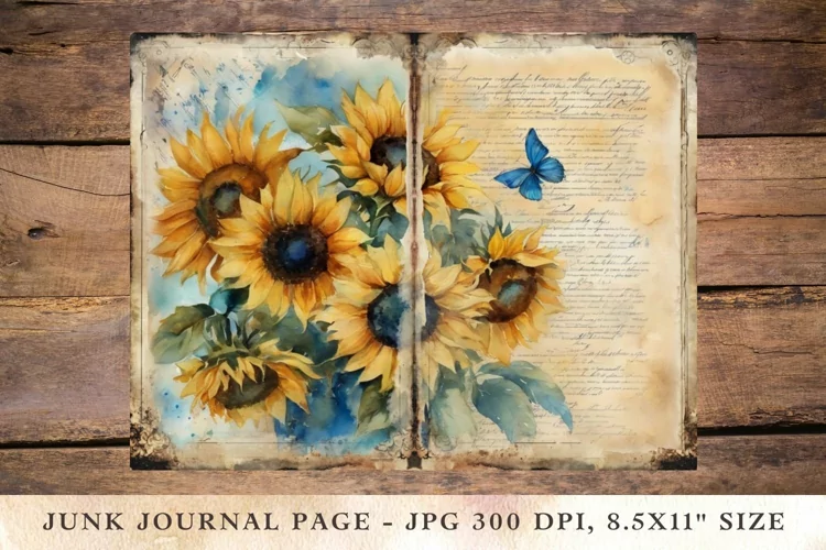 Printable Junk Journal Pages sunflower 10