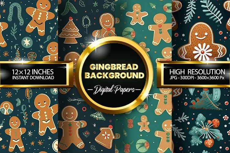 Gingbread Background Digital Papers - 04 Variations