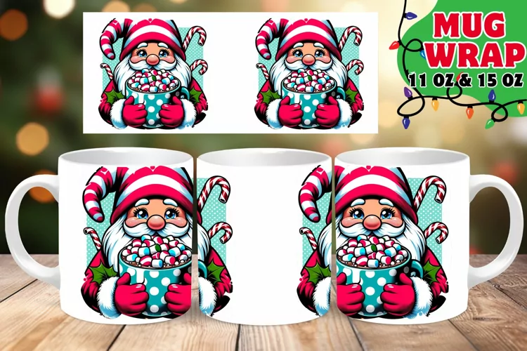 Christmas Gnome Whirl 11oz 15oz Mug Wrap
