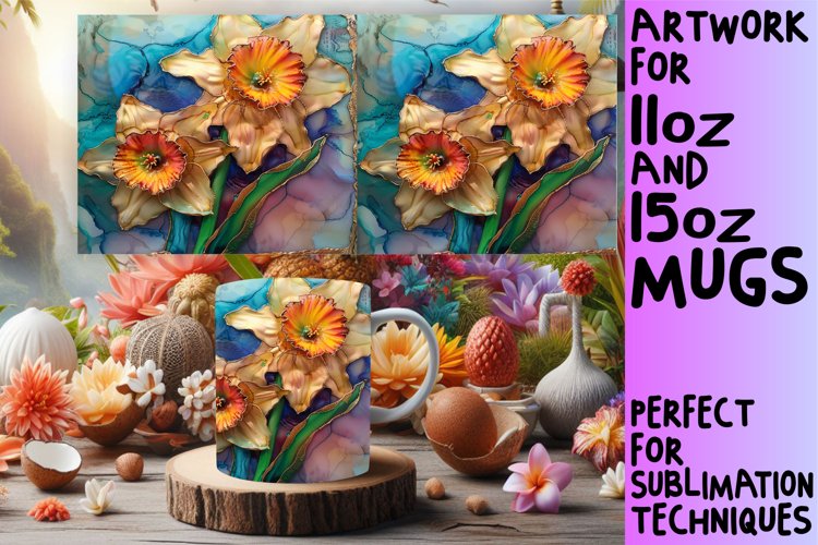 Glittery 3D Floral Wonderland Mug Wrap: Sublimation example image 1
