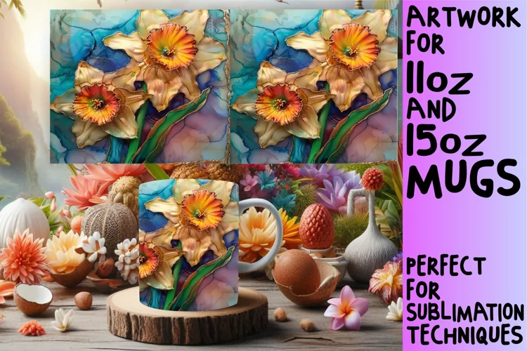 Glittery 3D Floral Wonderland Mug Wrap: Sublimation