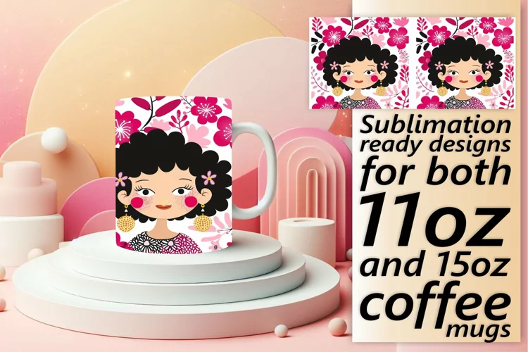Elegant Portraits Mug Wrap with Floral Design 11oz/15oz