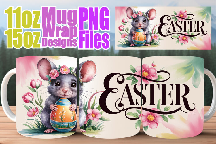 Enchanted days 11oz 15oz mug wrap, Easter example image 1