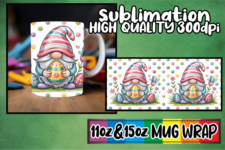 Heartfelt vibes 11oz 15oz sublimation wrap, Easter Gnomes example image 1
