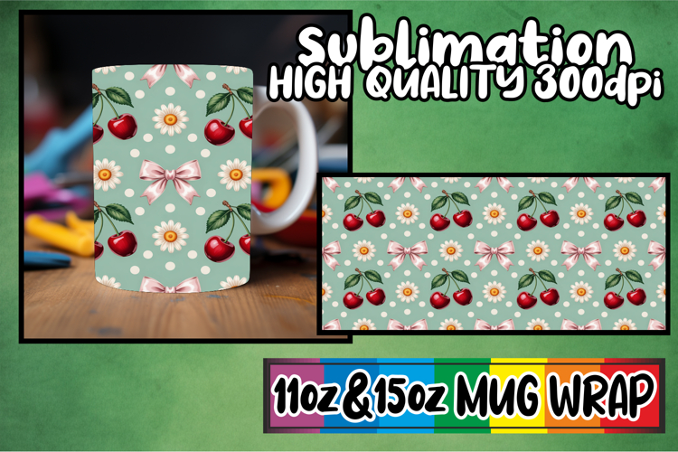 Cheerful hearts sublimation mug wrap, Christmas