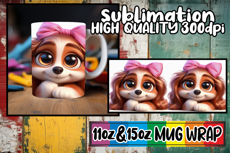 Dreamy skies 11oz 15oz mug wrap, 3D Dog