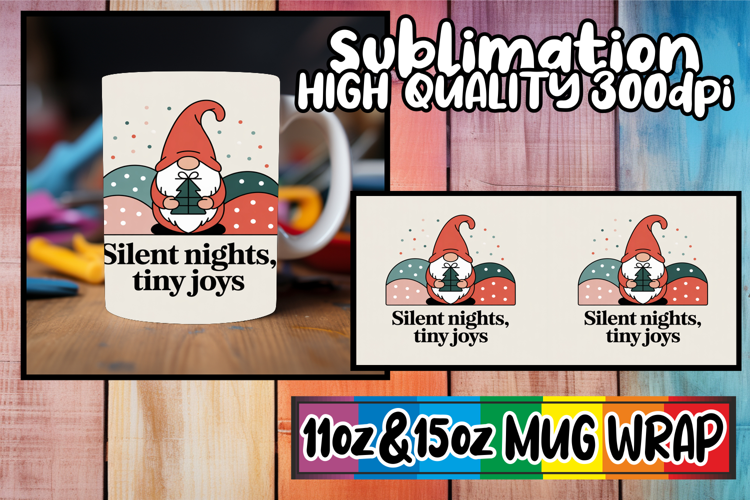 Happy moments 11oz 15oz sublimation wrap, Holiday Gnome