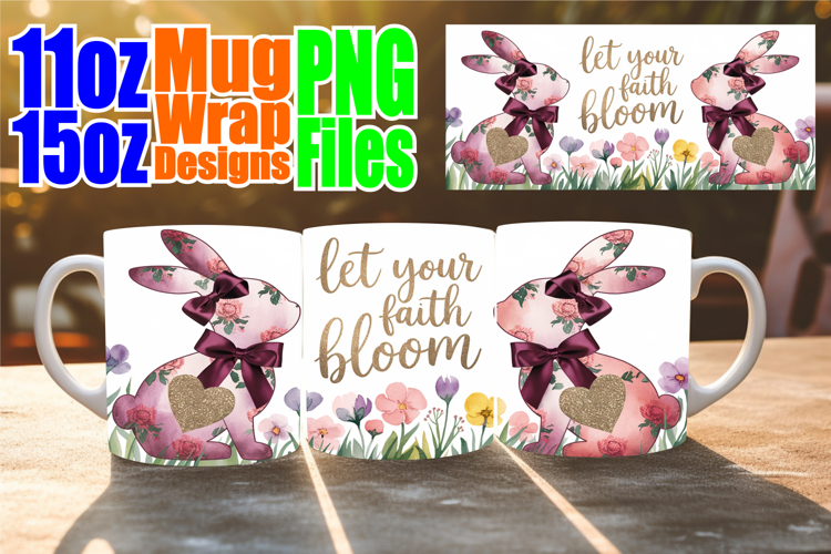 Cheerful memories 11oz 15oz sublimation wrap, Easter Bunny