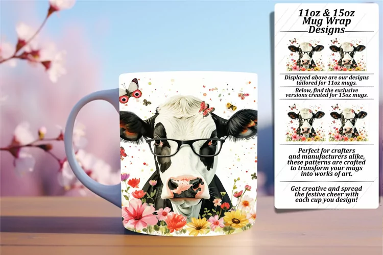 Watercolor Cow Wonderland Mug Design