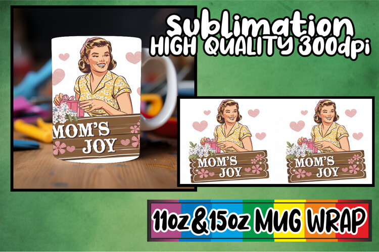 Cheerful sunsets sublimation mug wrap, Mom Life example image 1