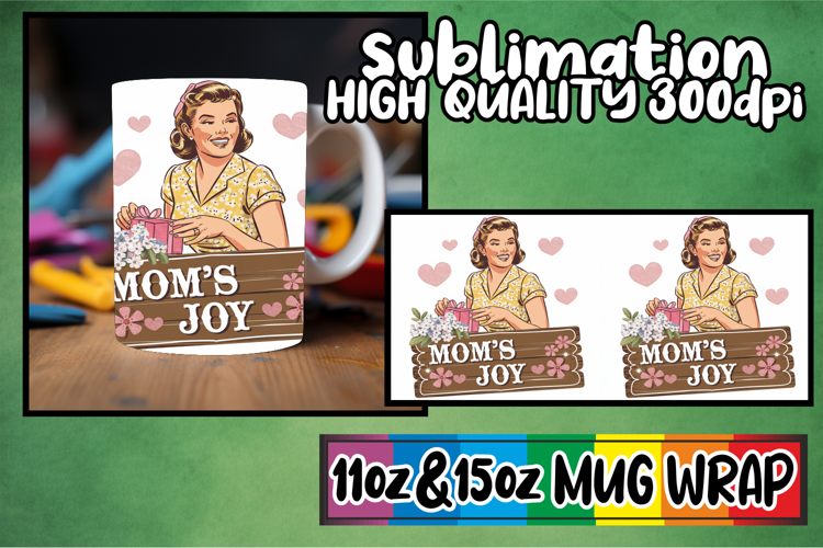 Cheerful sunsets sublimation mug wrap, Mom Life