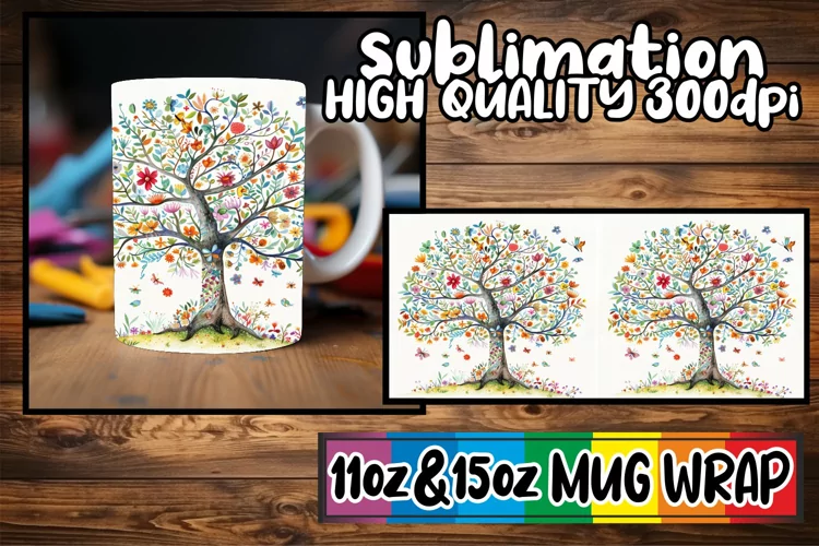 Spring Fling Mug Sublimation Wrap - Colorful Design
