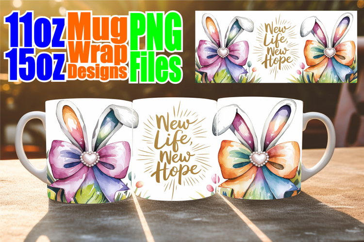 Beautiful sunsets sublimation mug wrap, Easter Bow