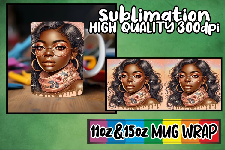 Bright spirits 11oz 15oz sublimation wrap, Afro Girl