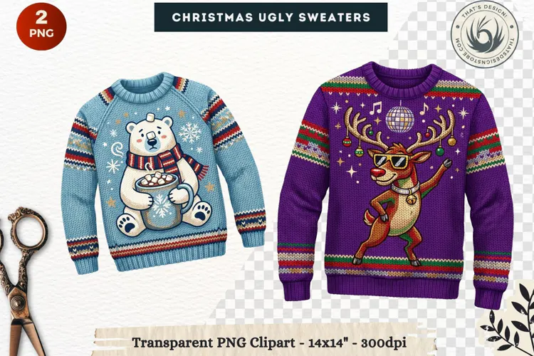 Christmas Ugly Sweaters Clipart Holiday Winter Sweater PNG