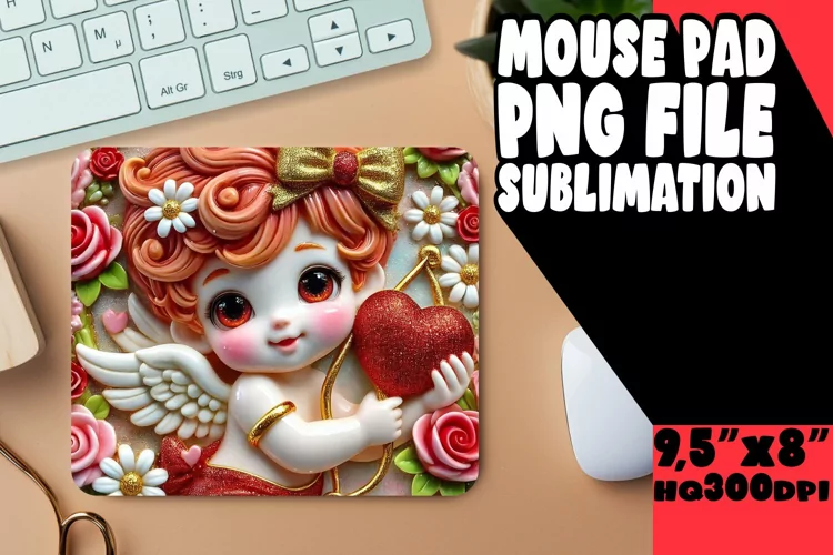 LUMINOUS MOUSE PAD CREATIVE DESIGN, 3D Cupid