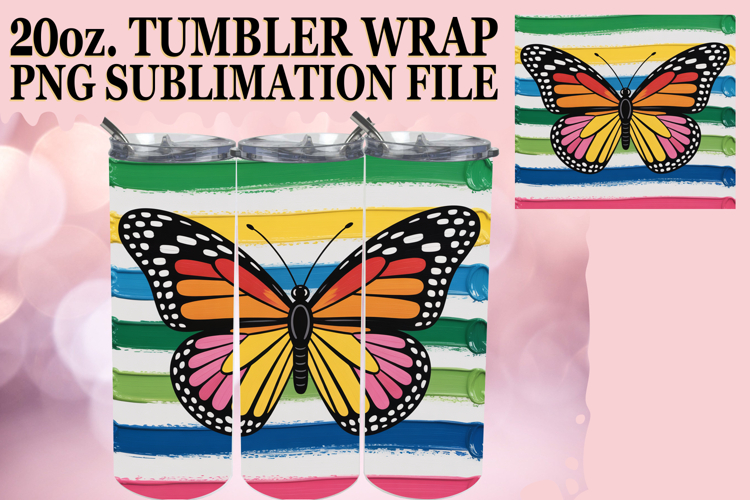 Radiant Love 20oz tumbler wrap, Butterfly