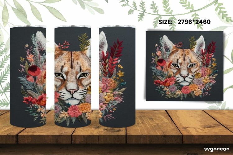 Embroidery Lynx Tumbler Wrap | Skinny 20 oz | Sublimation example image 1