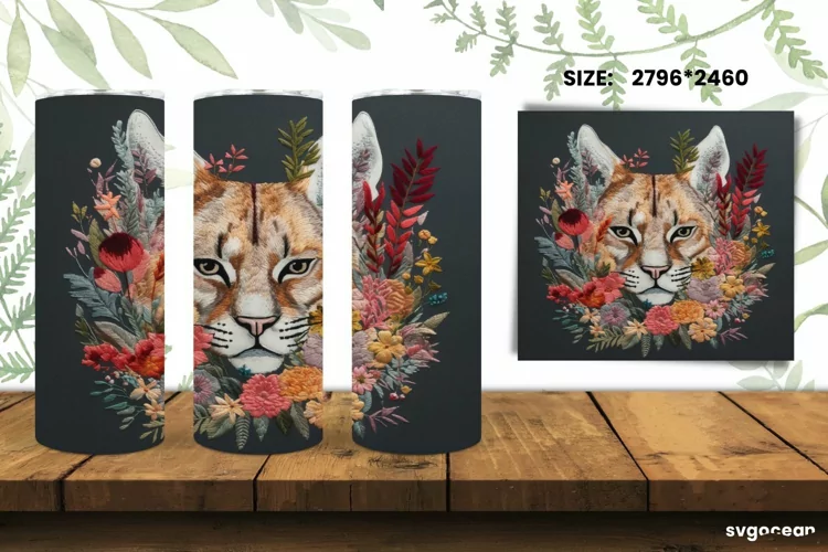 Embroidery Lynx Tumbler Wrap | Skinny 20 oz | Sublimation