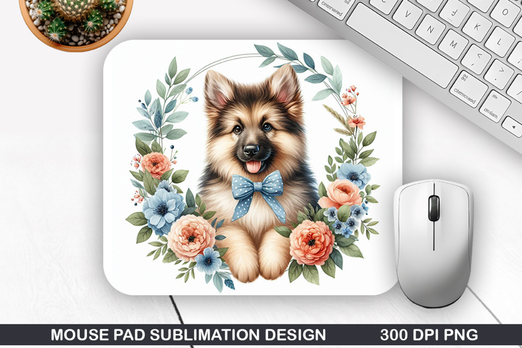 Dog Flower Mouse Pad Sublimation, Animals Mouse Pad PNG
