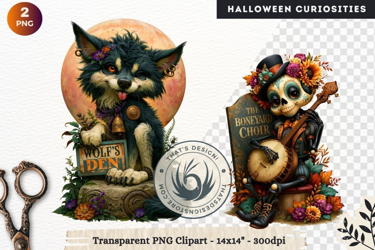 Surreal Halloween Character Cliparts Spooky Curiosities