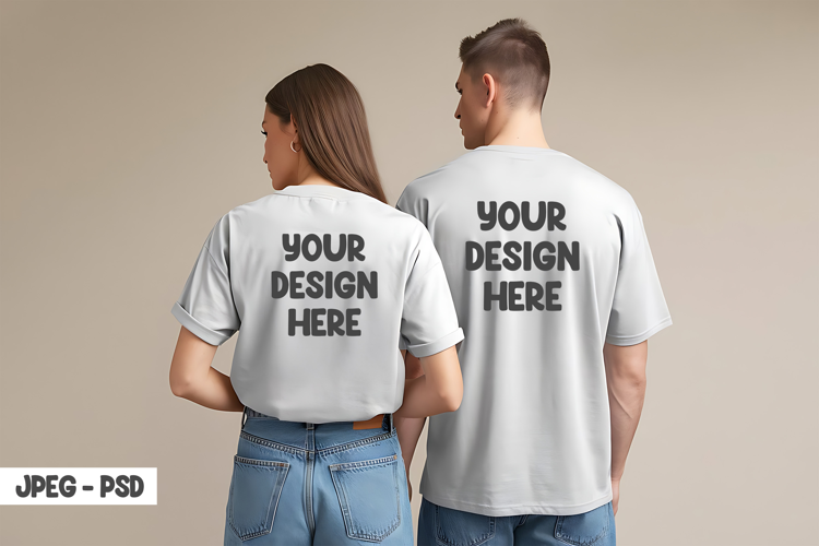 T-Shirt Mockup Male Female Jpeg & PSD