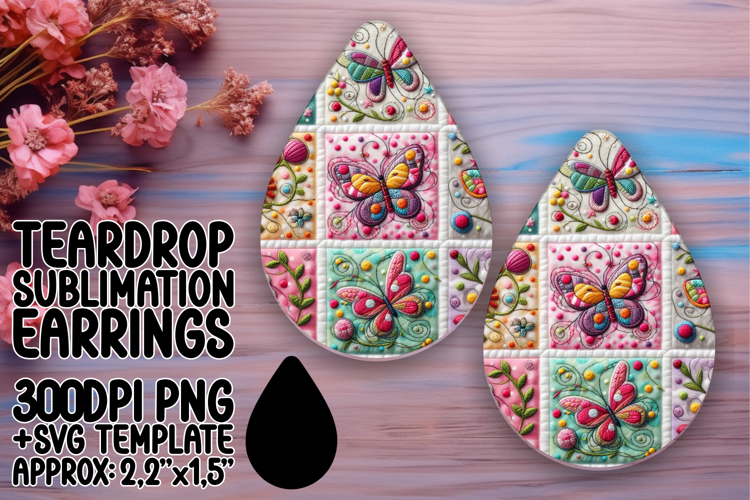 Bright Teardrop Earrings Design for Crafts , Patchwork example image 1