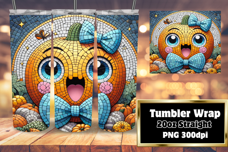 RICH 20oz Tumbler Template for DIY Projects , Cute Pumpkin