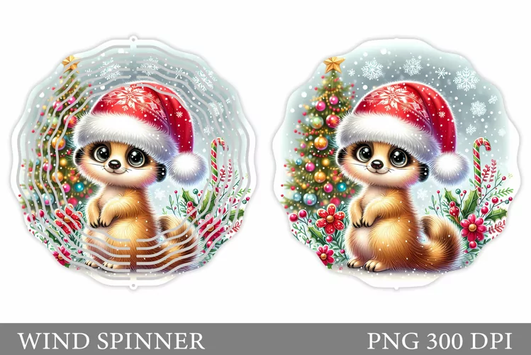 Christmas Meercat Wind Spinner. Christmas Wind Spinner