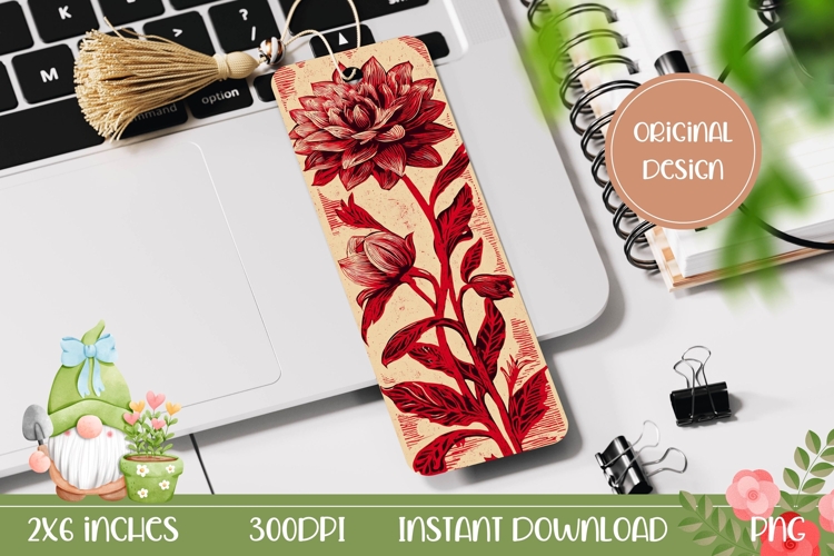 Printable Bookmark Design, Cartoon Flowers Bookmark