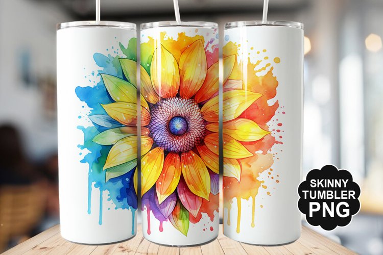 Rainbow Sunflower Tumbler - Sublimation Tumbler Design