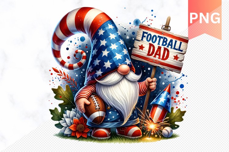 Football Dad - 4th Of July Sublimation - Clipart PNG Design example image 1