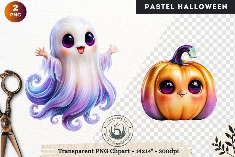 Cute Halloween Pastel characters Clipart sublimation example image 1