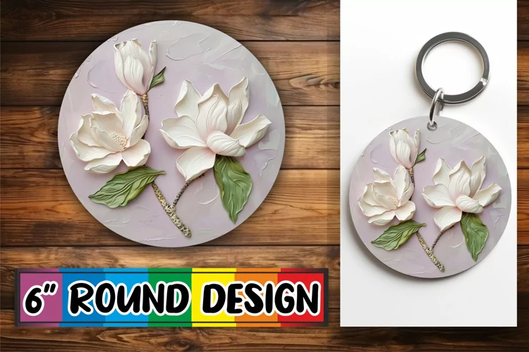 White Petal Serenity: Sublimation Circle Design